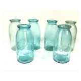 Six Blue Ball Standard Canning Mason Jars
