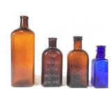 Apothecary - 4 Embossed Amber Cobalt