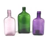 Liquor - 3 Purple & Green Liquor Bottles