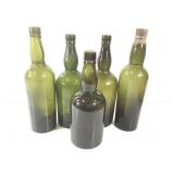 5 Antique Lady Leg Olive Bottles