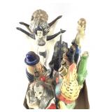 Decanters - 9 Figural Decanters People, Dog, Bird