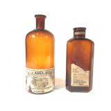 Apothecary - 2 Amber w/Labels - Chicago Baltimore