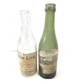 Antique Labeled KY Spring Water Bottles Blue Lick