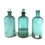 Apothecary - 3 Teal Glass Stoppers