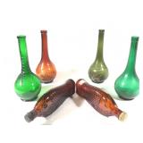 Decanters -3 Globular, 2 Fish, 1 Ball & Claw