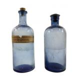 Apothecary Cobalt Blue Corked Bottle Pair