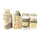 Apothecary - 4 Ant Bottles - Labels - Contents