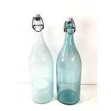Water - 2 Vtg. Spring Water Bottles Aqua & Green