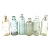 Blob Tops - 6 Vtg Aqua Bottles Indiana Bottling Co