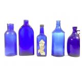 Cobalt Blue Apothecary & Ink Bottles + Jug