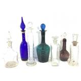 Decanters - (7) Clear + Colored Glass Decanters