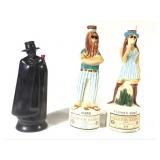 Decanters-3 Figural Flower Child Hippie & Sandeman