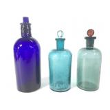 Apothecary - 3 Teal Olive & Cobalt Glass Top