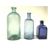Apothecary - 3 Blue Green Cork Tops