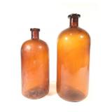 Apothecary - Pair of Large Amber Cork Top