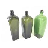 Liquor - 3 Green Case Gin Bottles