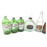 6 Vtg Printed & Paper Labeled Bottles