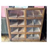Figured Oak Store Display Case w 4 Sections