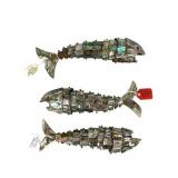 3 Articulated Abalone Shell Fish Bottle Openers