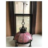 Antique Domed Rose Slag Glass Crown Clg Light