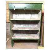 Primitive Green 3 Tier Shelf w/ Top Drawer