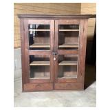 Primitive Country Kitchen Cabinet w/ Glass Doors