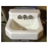 White Enameled Cast Iron Small Sink Basin 1959