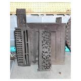 Cast Iron Fireplace Cover & Large Brass Tray