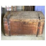 Early Primitive Travel Trunk with Iron Banding