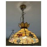 Retro Amish Star Stain Glass Clg Lamp