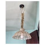 16"Dia x 8"H Vtg 70s Capiz Shell Clg Lamp