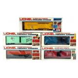 5x O-Gauge Lionel Rolling Stock Cars w/ Orig Boxes