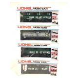 Lionel O-Gauge Tank Cars 9321, 2x 6302, 9324