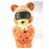23" Blow Mold Raccoon in Cape w Pumpkin