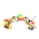 2 Tin Litho Spin Tops 5 Fisher Price Pre-K Toys