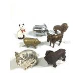 Cast Iron & Silver Plated Animal Coin Banks