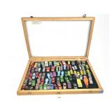 80 + Die Cast Toy Cars + w Wood Display Case.