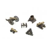 Cast Iron & Brass Mortar 4 Military Cannon Toys +