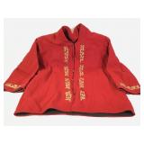 Red 100% Wool Thick Embroidered Dragons