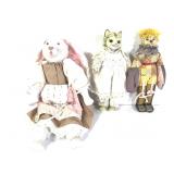 3pcs Animalistic Porcelain Dolls - Lion, Bear +