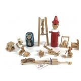 Carved Wood Folk Art, Bank, Nesting Doll +