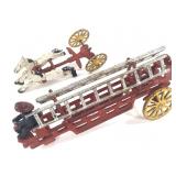 Cast Iron Horse Drawn Hook & Ladder Fire Wagon Toy