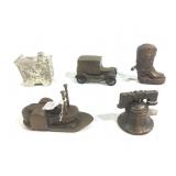 Metal Coin Banks Roy Rogers, Liberty Bell, Car +