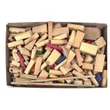 Lg Box Of Wood Building Blocks & Magnet Letters