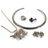 Sterling 72g Torc Necklace & Earrings