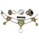 Costume Rings Necklace Pin 5 Pcs