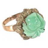 14K YG Vtg Jadeite Ring 4.3g TW Sz.7.5