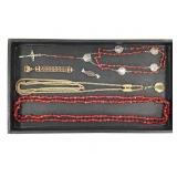 Vtg Religious Items + Glass Beads & Watch Fob