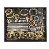 Elephant Belt Cuffs Bracelets Gold Tones