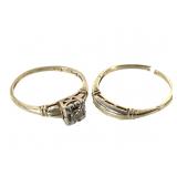14K YG Two-Toned Diamond Bridal Rings 2.9g TW Sz.7